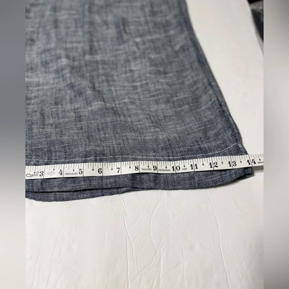 Zara Wide-Leg Linen Blend Trousers in Heathered Blue Size Large